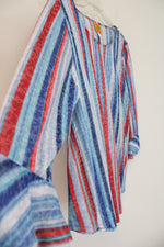 Ruby Rd. Red & Blue Striped Flare Sleeve Top | M