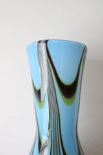 Hand Blown Blue Black & Yellow Swirl Vase | 15"