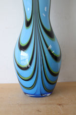 Hand Blown Blue Black & Yellow Swirl Vase | 15"