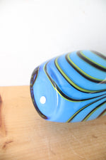 Hand Blown Blue Black & Yellow Swirl Vase | 15"