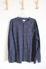 Greg Norman Blue Heathered Henley Shirt | XL