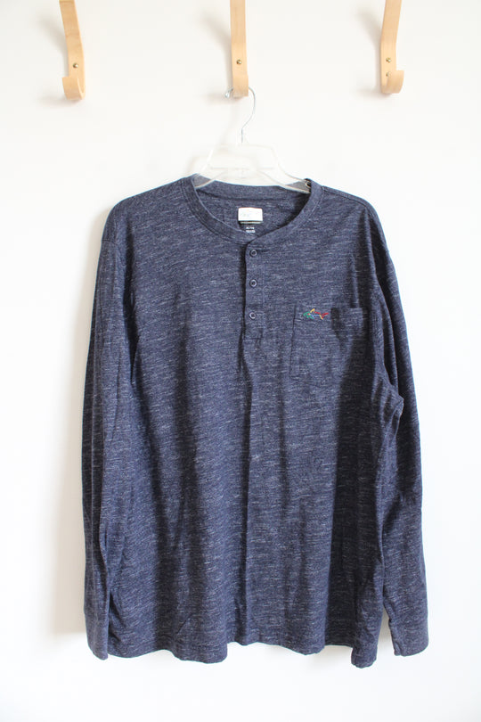 Greg Norman Blue Heathered Henley Shirt | XL