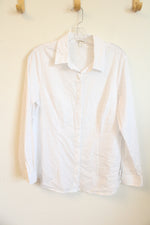 NEW Coldwater Creek White Long Sleeve Button-Down Collared Shirt | L