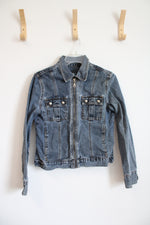 French Cuff Full Zip Denim Jacket | S