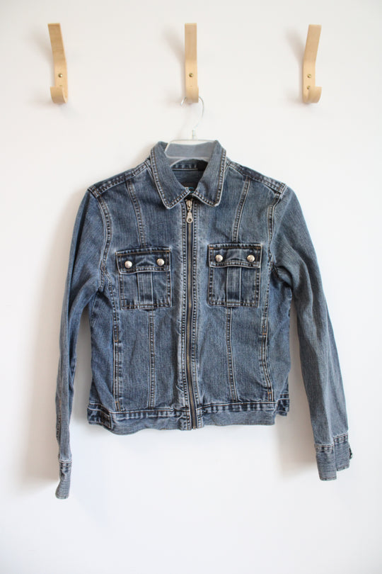 French Cuff Full Zip Denim Jacket | S