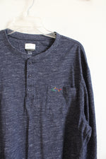 Greg Norman Blue Heathered Henley Shirt | XL