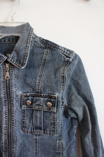 French Cuff Full Zip Denim Jacket | S