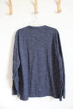 Greg Norman Blue Heathered Henley Shirt | XL