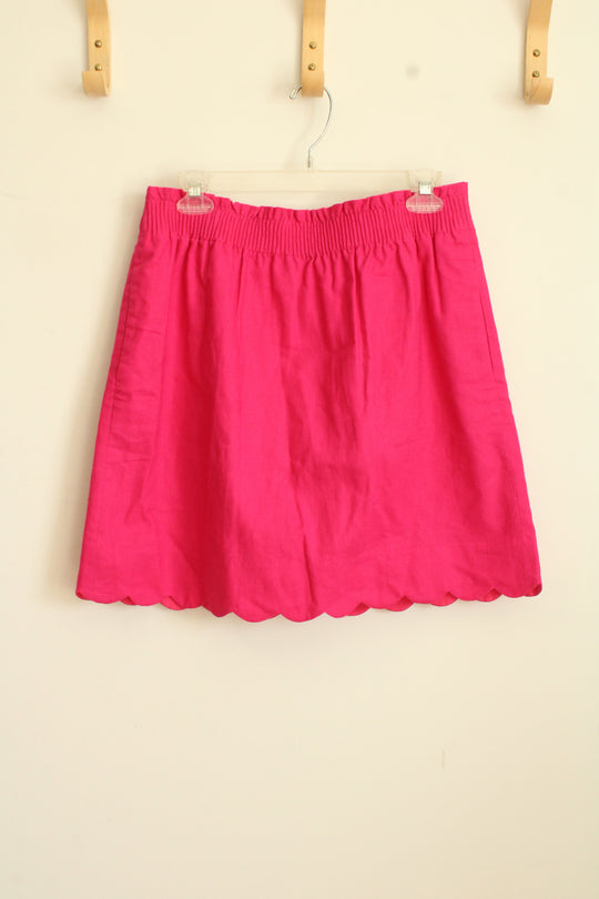 NEW J Crew Hot Pink Linen Scalloped Hem Skirt | 10