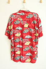 RedHead Patriotic Classic Cars Button Down Shirt | XL