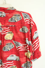 RedHead Patriotic Classic Cars Button Down Shirt | XL