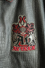 Avirex Vintage Black Textured Leather Varsity Jacket | 6XL