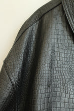 Avirex Vintage Black Textured Leather Varsity Jacket | 6XL