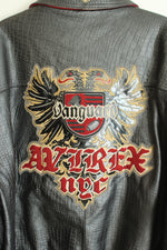 Avirex Vintage Black Textured Leather Varsity Jacket | 6XL