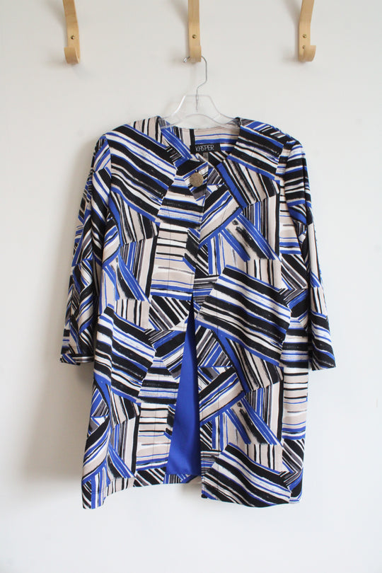 Kasper Blue Tan & Black Patterned Jacket | 14