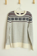 Spier & Mackay Wool Ivory Fair Isle Crewneck Sweater | M