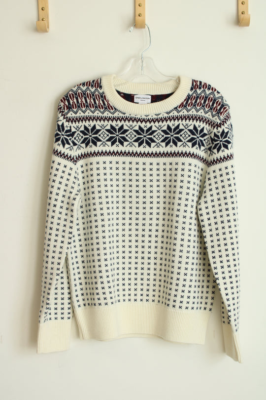 Spier & Mackay Wool Ivory Fair Isle Crewneck Sweater | M