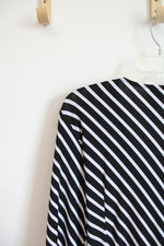 Covington Black & White Striped Deep V-Neck Dress | L