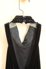 NEW Reggio for Rimini Navy Blue Long Velvet Halter with Beading and Cutout Back Formal Dress | 6