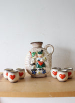 Vintage Goebel German Boy & Girl Ceramic Decanter & Cup Set