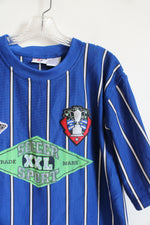 Jerzees Blue & White Striped Trademark Soccer Sport Shirt | L