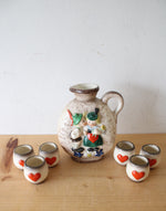 Vintage Goebel German Boy & Girl Ceramic Decanter & Cup Set
