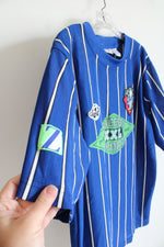 Jerzees Blue & White Striped Trademark Soccer Sport Shirt | L