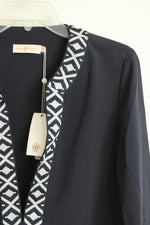 NEW Tory Burch Blue and White Embroidered Knit Trim Tunic Top | 10