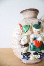 Vintage Goebel German Boy & Girl Ceramic Decanter & Cup Set