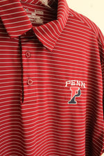 Under Armour Penn Maroon and Gray Striped Athletic Polo Shirt | XL