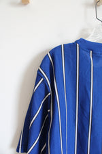 Jerzees Blue & White Striped Trademark Soccer Sport Shirt | L