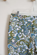 Briggs New York Blue Green & White Paisley Print Long Shorts | 14