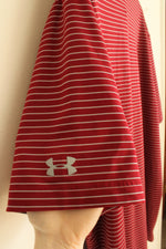Under Armour Penn Maroon and Gray Striped Athletic Polo Shirt | XL