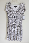 NEW Perceptions Gray White Swirl Patterned Dress | 12