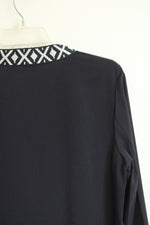 NEW Tory Burch Blue and White Embroidered Knit Trim Tunic Top | 10