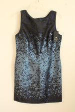 NEW Mario Serani Italy Black and Metallic Blue Sheath Dress | 10