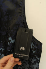 NEW Mario Serani Italy Black and Metallic Blue Sheath Dress | 10