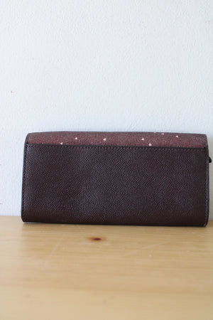 Coach Burgundy Raspberry Boxed Slim Envelope Wallet With Heart Glitter
