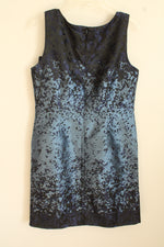 NEW Mario Serani Italy Black and Metallic Blue Sheath Dress | 10