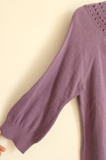 Christopher and Banks Purple Knit Collar 3/4 Sleeve Top | S-P