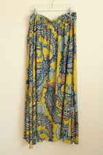 Ashley Stewart Green, Blue and Purple Paisley Lined Maxi Skirt | 2XL