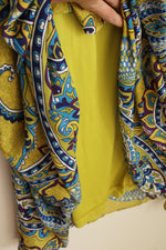 Ashley Stewart Green, Blue and Purple Paisley Lined Maxi Skirt | 2XL