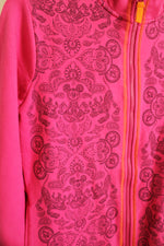 Disney Parks Pink and Purple Printed Zip Front Embroidered Sweater | XS