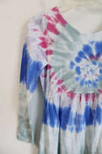 Lands' End Blue Pink Tie Dye Long Sleeved Dress | Youth M (8)