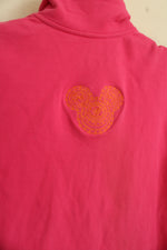 Disney Parks Pink and Purple Printed Zip Front Embroidered Sweater | XS
