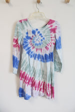 Lands' End Blue Pink Tie Dye Long Sleeved Dress | Youth M (8)