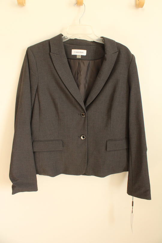 NEW Calvin Klein Gray Suit Jacket Blazer with Silver Buttons | 16