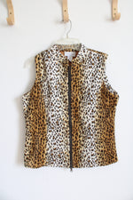 Jordan Fuzzy Leopard Print Full Zip Vest | M