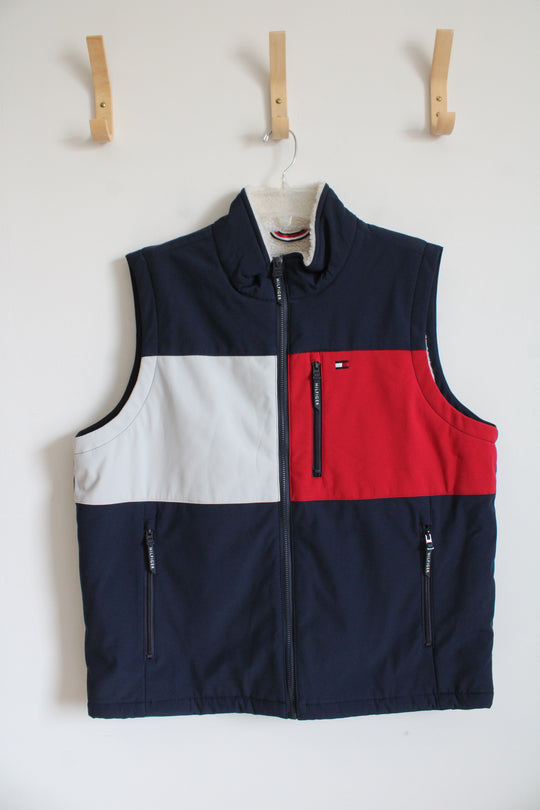 Tommy Hilfiger Sherpa Lined Red White & Blue Vest | XL
