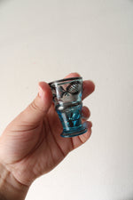 Vintage Blue & Silver Liquor Decanter & Shot Glasses Set
